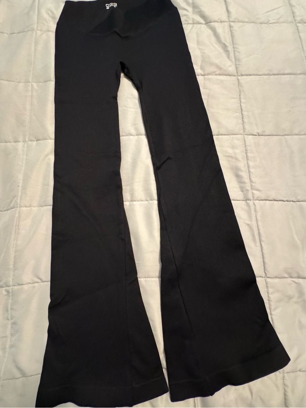 Women's Black Flare Track Pants with Subtle Logo